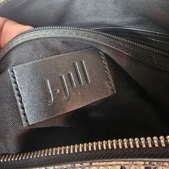 J Jill Leather Crescent Snakeskin Embossed Pattern  Shoulder Bag 12x3.5x4 - Picture 8 of 10